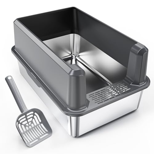 LEMPISH STAINLESS STEEL CAT LITTER BOX WITH TOP LID LARGE XL METAL - GRAY - Like New