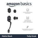 AMAZON BASICS FRONT DOOR LOCK SET HANDLESET TULIP KNOB ZIA54910 - MATTE BLACK - Like New