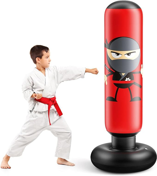 BISUFLE Inflatable Kids Punching Bag, Karate Gifts, Bounce Back Practice - Red Like New