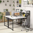 Topfurny 47" Writing Study Desk with Shelves, B08M61VBBF - White - Like New