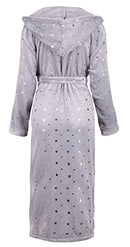 BURKLETT WOMEN'S HOODED PRINTED FLANNEL FLEECE BATHROBE SIDE POCKETS -ONE SIZE - Brand New