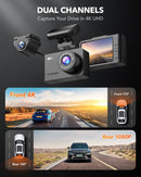 WOLFBOX D07 4K Dash Cam Built-in WiFi GPS Dashboard Camera - BLACK - Like New