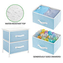 mDesign Dresser Night Stand 2 Drawers - Jane Collection, Light Blue/White - Brand New