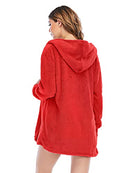 Famnbro Women Sexy Fuzzy 3 Piece Outfits Fleece Hooded Cardigan Pajamas Red M - Like New