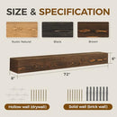 YLYHSST FIREPLACE MANTEL HANDMADE 6'' THICK WALL, 72" RUSTIC WOOD SHELF - HOLLOW - Like New