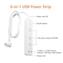 AMAZON BASICS RECTANGLE POWER STRIP 3 OUTLET 3 USB PORTS 5 FT CORD - WHITE - Like New