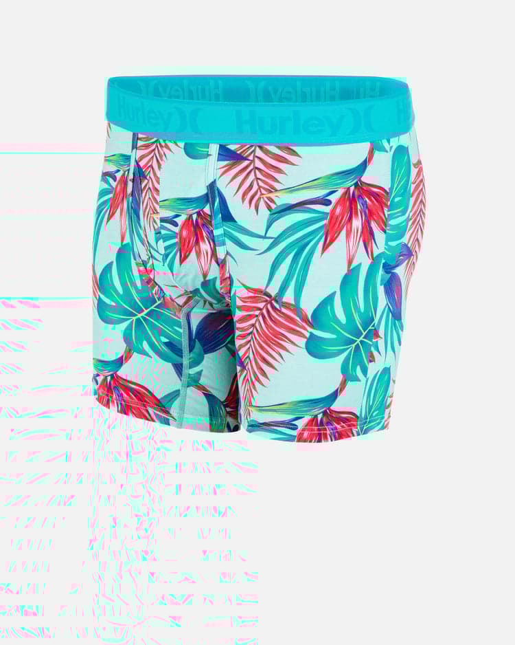 HURLEY SUPERSOFT PRINTED BOXER 1PK - SIZE: MEN L - TROPICAL MIST - Brand New