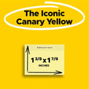 Post-it Notes 1/3/8 x 1 7/8 in, 24 Sticks Pads, 100 Sheets, Canary Yellow - Brand New