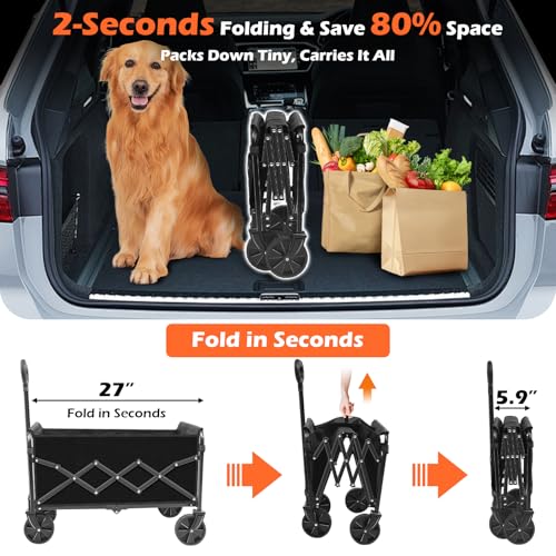 FFQ WAGONS CARTS FOLDABLE COLLAPSIBLE WAGON LIGHTWEIGHT PORTABLE 360 LBS - BLACK - Like New