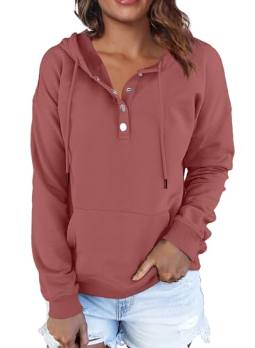 FKEEP WOMEN HOODIES CASUAL BUTTON DOWN SWEATSHIRT DRAWSTRING FASHION RED S - Brand New