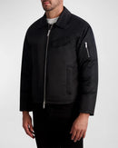 KARL LAGERFELD PARIS MEN'S CROPPED DOWN FILLED SHIRT JACKET, SIZE: MEN L - BLACK - Brand New
