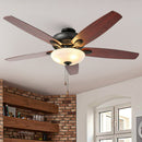 PARROT UNCLE 52" 5-BLADE FAN OIL RUBBED BRONZE WALNUT/DARK CHERRY BLADES - Like New