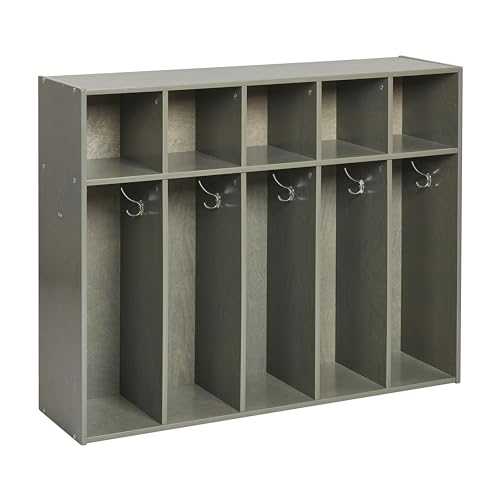 ECR4KIDS STREAMLINE 5-SECTION TODDLER COAT LOCKER CLASSROOM, GREY WASH - Like New
