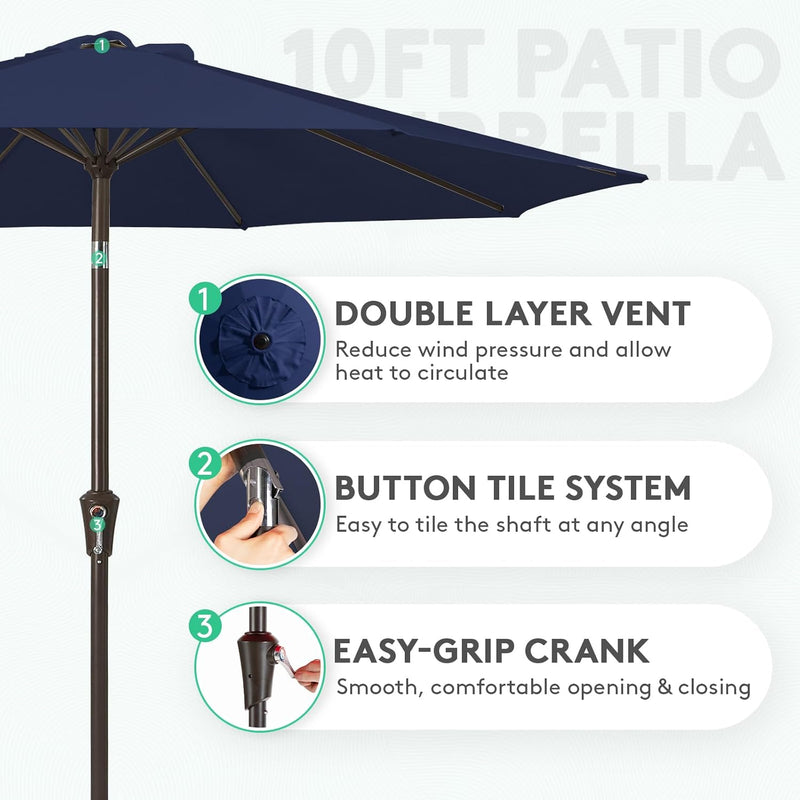 JEAREY 9FT OUTDOOR PATIO UMBRELLA - NAVY - Like New