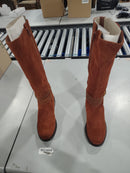 CLARKS WOMEN'S MAYE SHINE RIDING BOOTS - SIZE: WOMEN 7 - DARK TAN SUEDE - Like New