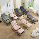 Patio Lounge Chair Ottoman Comfy Sling Recliner Black Frame Grey Cushion - Like New