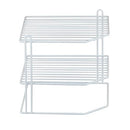 Home Basics Corner Rack, White, Vinyl Coated Steel, Rust Resistant, 2-Tier Shelf - Like New