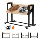 WALNEST ADJUSTABLE HEIGHT PET FEEDER STAND - NATURAL WOOD/BLACK - Like New