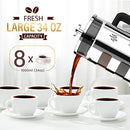 PUKOMC FRENCH PRESS COFFEE TEA MAKER 34 OZ STAINLESS STEEL BOROSILICATE GLASS - Like New