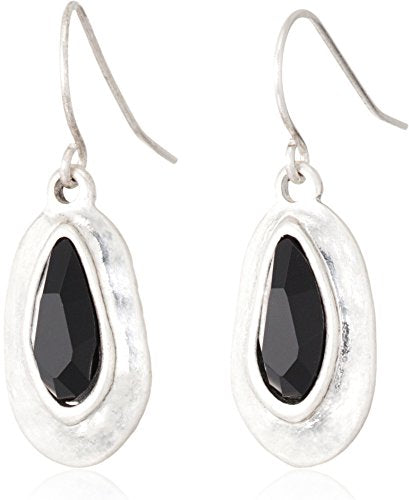 SE0414 THE SAK BLACK STONE SMALL DROP EARRINGS - BLACK/SILVER - Brand New