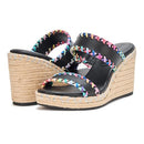 KL154225 KARL LAGERFELD WOMEN'S CARCEL DOUBLE STRAP ESPADRILLE WEDGE - 10 - Like New