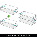 mDesign Plastic Stackable Home Office Storage Bin 2 Pack - Clear/Blue - Brand New