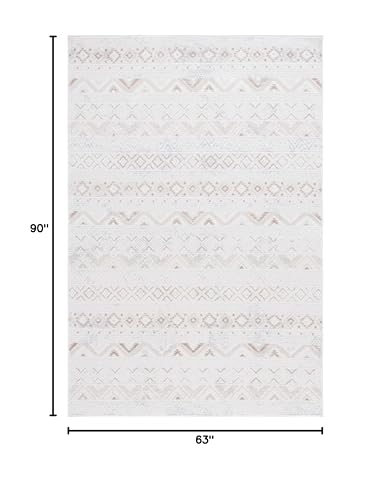 SAFAVIEH HANNA COLLECTION AREA RUG - 5'3" X 7'6", BOHO DESIGN - IVORY BEIGE - Like New