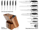 Brodark Kitchen Knife Set Full Tang 15 Pcs Chef Knife Set with Sharpener - Black - Like New