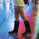 DKSUKO Women's Tall Waterproof Rubber Garden Rain Boots Buckle Size: 9.5 - Black - Like New
