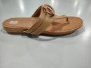 FITFLOP GRACIE RUBBER-BUCKLE LEATHER TOE-POST WOMEN'S SANDALS - 8.5 - LATTE TAN - Like New