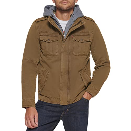 LM8RC364 LEVI'S MEN'S WASHED COTTON HOODED KHAKI/ SHERPA LINED 3XL - Brand New