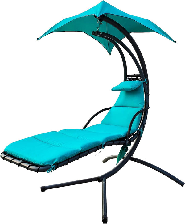 BALANCEFROM HANGING CURVED CHAISE LOUNGE CHAIR SWING - AQUA - Scratch & Dent