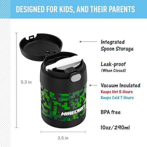 THERMOS FUNTAINER Insulated Food Jar 10 Ounce Kid Friendly Food Jar, Minecraft - Like New