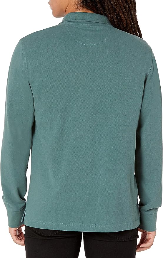 Amazon Essentials Men's Regular-Fit Long-Sleeve Pique Polo GREEN XL New