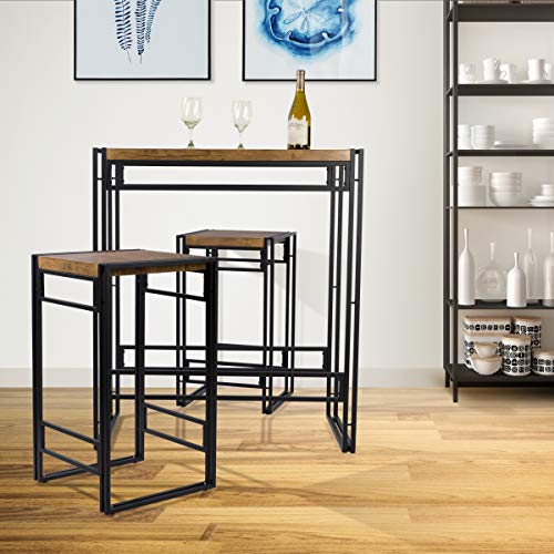 Atlantic Urban Bar Height Dining Table 2 Stools 82008132 - Black/CHESTNUT - Like New