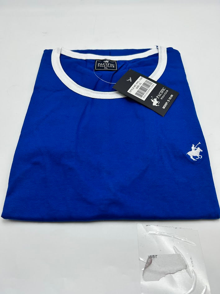 PACIFIC POLO CLUB MEN'S SLEEVELESS T-SHIRT - SIZE: MEN XL - ROYAL BLUE/WHITE - Brand New