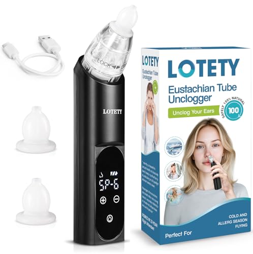 LOTETY EUSTACHIAN TUBE UNCLOGGER EAR PRESSURE RELIEF DEVICE FOR FLYING - BLACK - Like New