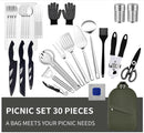 CAMPING EQUIPMENT COOKING UTENSILS SET PORTABLE PICNIC COOKWARE - GREEN - Like New