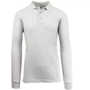 JUMP START MEN'S MODERN FIT LONG SLEEVE POLO SHIRT - SIZE: MEN M - WHITE - Brand New