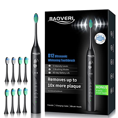 BAOVERI Electric Toothbrush with 8 Brush Heads, Rechargeable Toothbrushes - Like New
