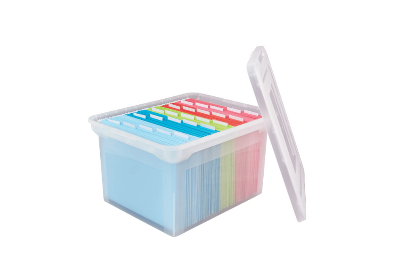 OFFICE DEPOT FILE TOTE WITH SNAP LID AND BUILT IN HANDLES, LETTER/LEGAL SIZE, 18 - Like New
