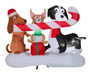 GEMMY CHRISTMAS INFLATABLE DOGS SHARING A CANDY CANE SCENE, 4.5FT TALL, MULTI - Like New