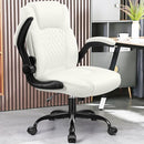 BRICK ATTIC LEATHER OFFICE CHAIR PU HOME DESK CHAIRS WITH ERGONOMIC BACK - WHITE - Like New