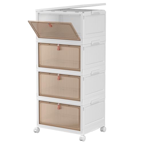 CTSNSLH 4 Tier Plastic Storage Bins and Boxes Organizer - 27Qt Stackable Lids - Like New