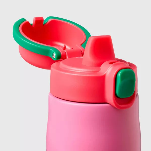 CAT & JACK STAINLESS STEEL 14OZ WATER BOTTLE STRAWBERRY - PINK - Scratch & Dent
