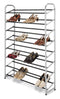 Whitmor 8 Tier Shoe Tower - 40 Pair - With Non-Slip Racks - Black/ Silver - Like New