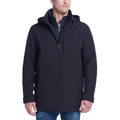 Weatherproof Men's Fleece, Bib, Removable Hood 1311004 Black/Blue M - Brand New