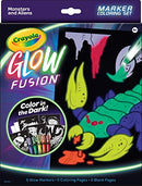 CRAYOLA GLOW FUSION GLOW IN THE DARK COLORING SET MARKERS - 74-7492 - Like New
