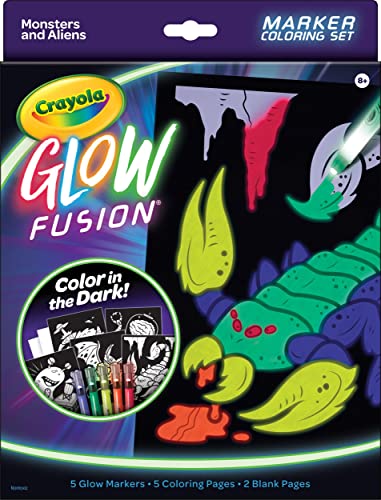 CRAYOLA GLOW FUSION GLOW IN THE DARK COLORING SET MARKERS - 74-7492 - Brand New