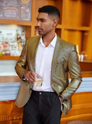 COOFANDY STYLISH METALLIC BLAZER JACKET 70S DISCO STYLE - SIZE: MEDIUM - GOLD - Brand New